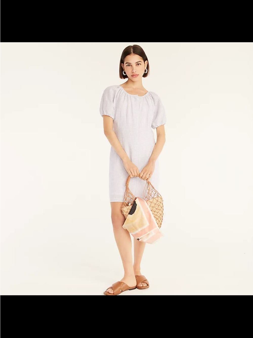 NWT J. CREW LINEN Lavender Mini Dress with Puff Sleeves